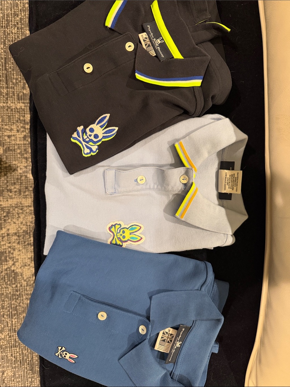 LOT OF 3- Psycho Bunny Kids Polo Shirt - Classic Collared Short Sleeve M 10/12